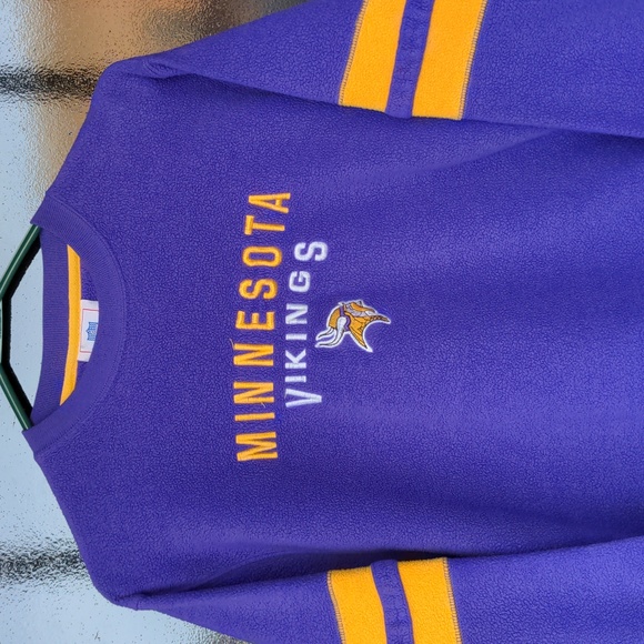 vintage Women's medium Minnesota Vikings fleece sweatshirt purple yellow stripes - Picture 4 of 11
